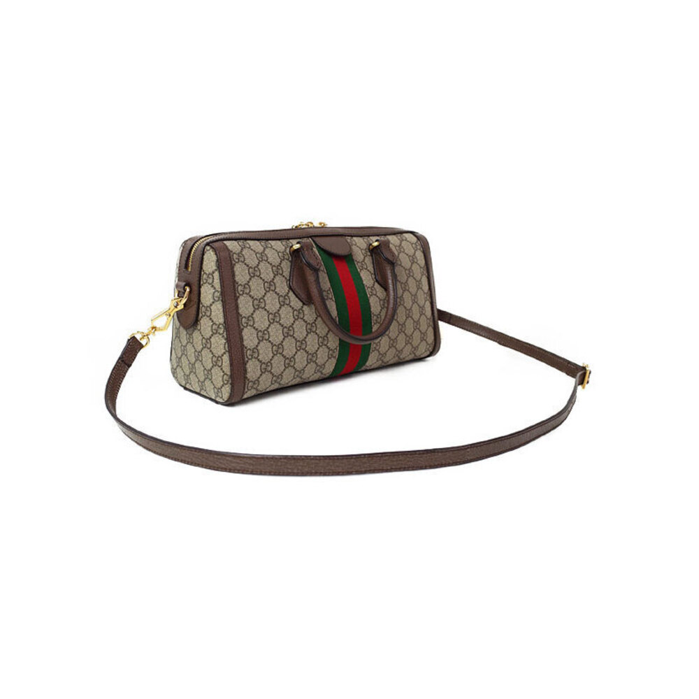 Gucci Handle Top Boston beige brown GG Supreme GG Ophidia Leather Bag